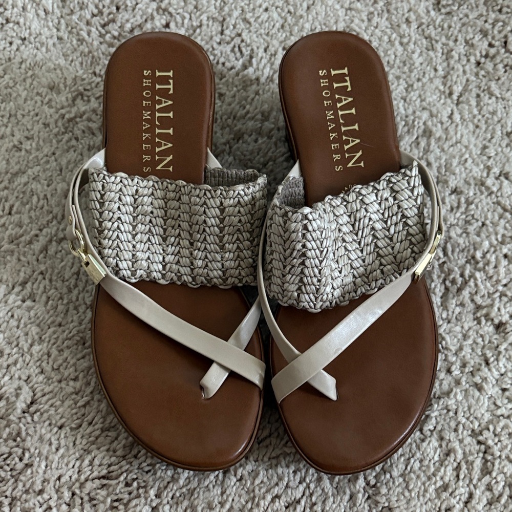 Italian Shoemakers Women's Cream and Brown Sandals